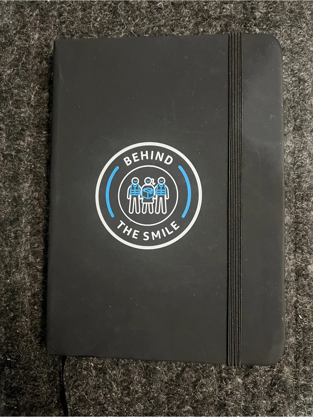Behind The Smile Black Lined Journal Notebook Elastic Closure NWOT
